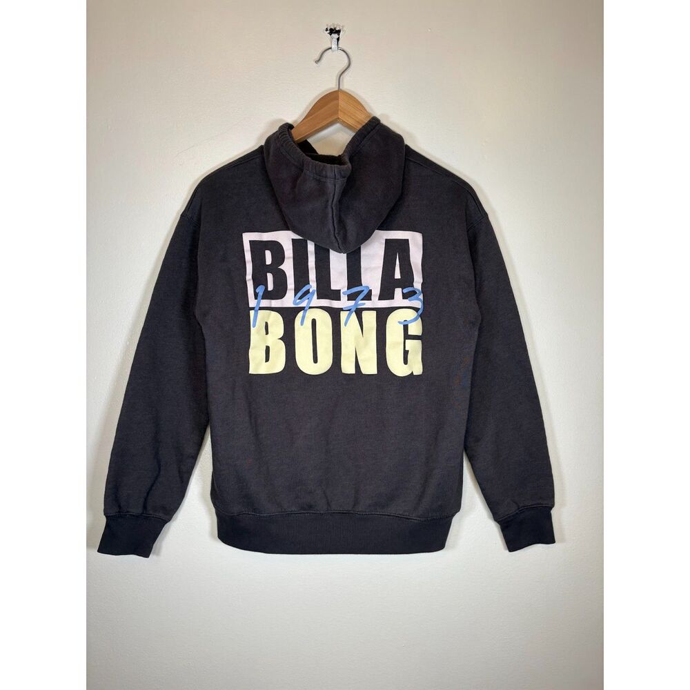 Billabong Gray Fleece Graphic Fleece Hoodie Size Small